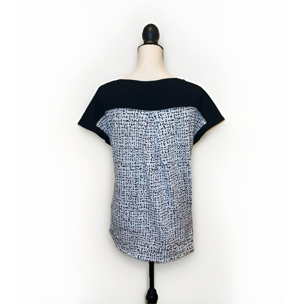 Calvin Klein Top Women’s Large Black And White Dot Print Color Block Pocket - Picture 4 of 13